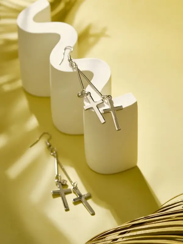 Серьги висячие &laquo;Шелест&raquo;, крестики, цвет МИКС, 8.5 см