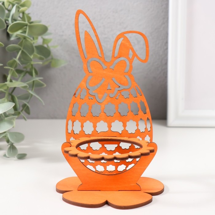 Подставка под яйцо Подставка под яйцо "Зайка" 8,5х8,5х14,5 см (набор 4 детали) оранжевый