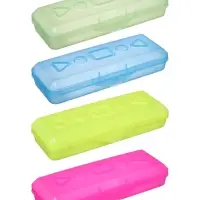 Пенал - футляр Calligrata &laquo;Школьный&raquo;, 80&times;205&times;38 мм, полупрозрачный. пластиковый, МИКС