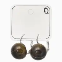 Серьги пластик "Шар №16" с разводами и блёстками, цвет чёрно-золотой в серебре