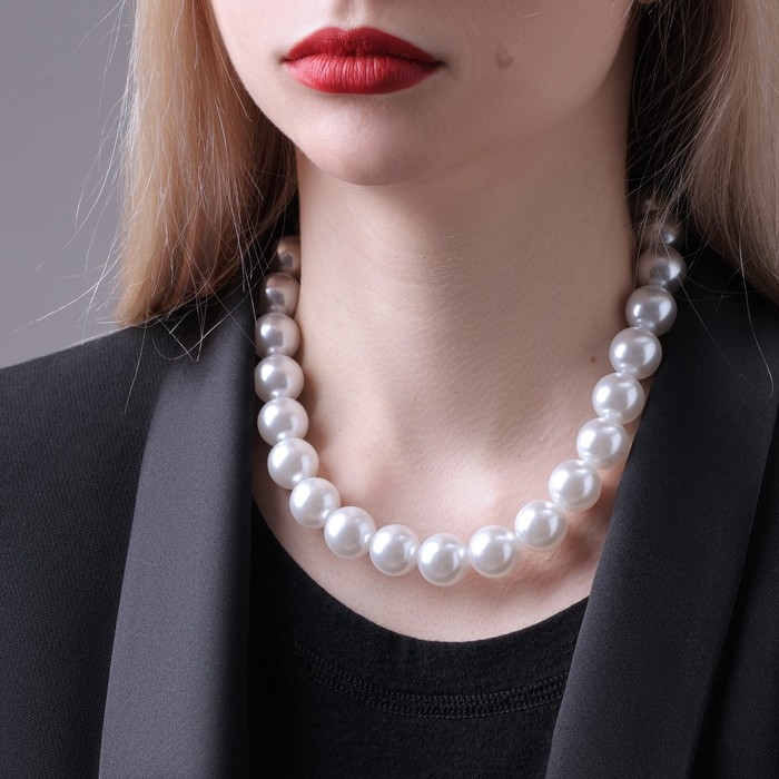 Бусы жемчуг «Невеста» шар №16, цвет белый, L=40 см