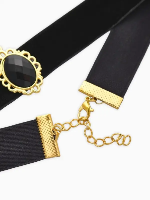 Чокер &laquo;Александрия&raquo;, ажур, овал, чёрный в золоте, 30 см