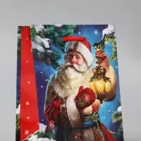 Пакет подарочный новогодний ламинированный, &laquo;Синички&raquo; , 11.5&times;6.5&times;14.5 см