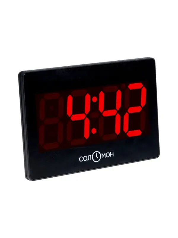 Часы электронные настенные, настольные &laquo;Соломон&raquo;, будильник, 15.5&times;23.5 см, красная индикация, черные