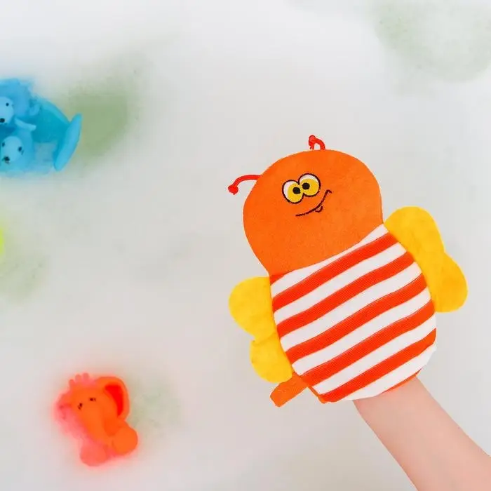 Мочалка-варежка детская для купания Доляна «Пчёлка», цвет МИКС Мочалка-варежка детская для купания Доляна «Пчёлка», цвет МИКС