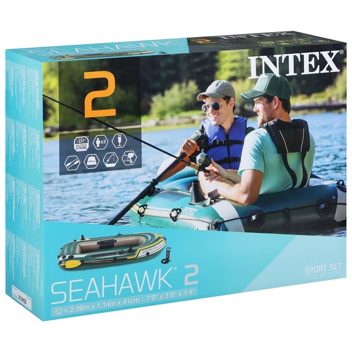 Лодка Seahawk 2, 2 местная, 236 х 114 х 41 см, вёсла, насос, до 240 кг, 68347NP INTEX Лодка Seahawk 2, 2 местная, 236 х 114 х 41 см, вёсла, насос, до 240 кг, 68347NP INTEX