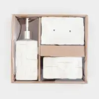 Набор для ванной "Плетение" 3 предмета (дозатор, стакан, мыльница), цвет белый