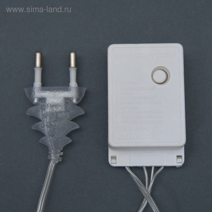 Гирлянда «Нить» 4 м с насадками «Кубик звезда», IP20, прозрачная нить, 20 LED, свечение белое, 8 режимов, 220 В