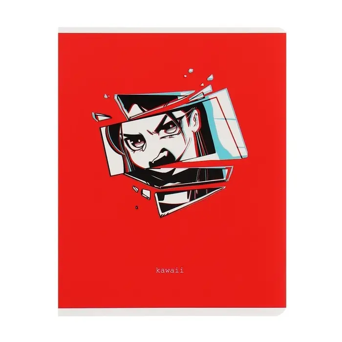 Тетрадь 48 листов в клетку MESHU Kawaii, обложка мелованный картон, матовая ламинация, выборочный УФ-лак, блок офсет, МИКС