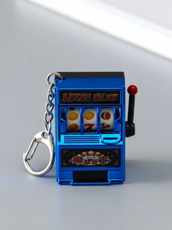 Брелок пластик "Игровой автомат - казино" синий 2,7х3,4х5 см