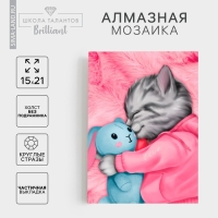 Алмазная мозаика с частичным заполнением на холсте «Котик», 15 х 21 см