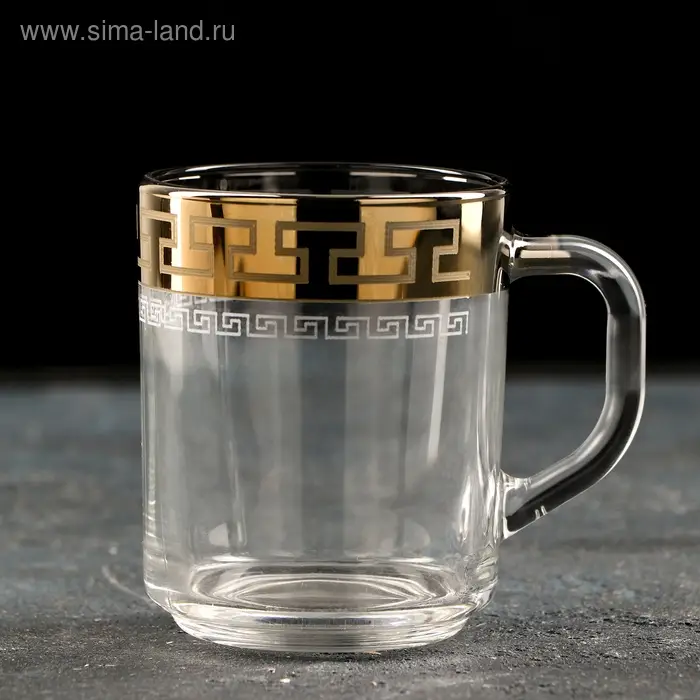 Кружка стеклянная «Нэро», 200 мл, цвет напыления золотой Кружка стеклянная «Нэро», 200 мл, цвет напыления золотой