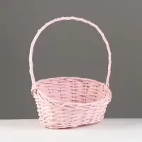 Корзина плетеная, 26х21х8х13х32 см, розовый, ива