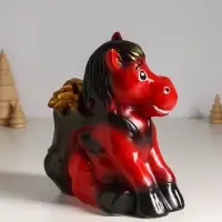 Копилка "Огненный конь с деньгами" 21 см, красный