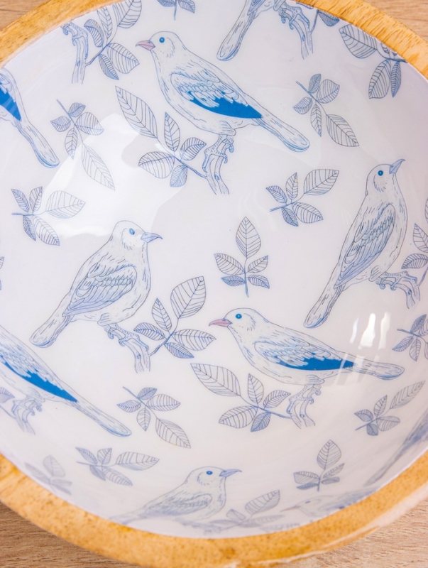 Миска Миска "Синие птицы" дерево манго 17,5х17,5х6,5 см