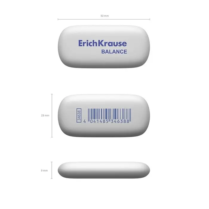 Ластик ErichKrause Balance Mini, 50 х 23 х 9 мм, мягкий, гипоаллергенный Ластик ErichKrause Balance Mini, 50 х 23 х 9 мм, мягкий, гипоаллергенный