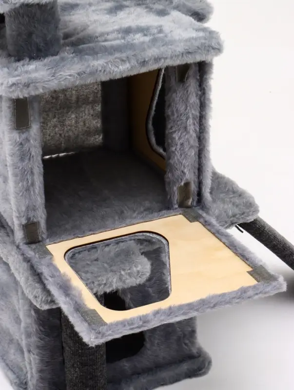 Домик для кошек с когтеточкой, 33&times;40&times;103 см, квадратный, ковролин, серый