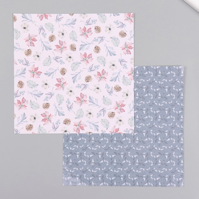 Набор бумаги для скрапбукинга 24 листа 12 дизайнов Набор бумаги для скрапбукинга 24 листа 12 дизайнов "Зимний лес" 160 гр 15,2х15,2 см