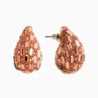 Серьги со стразами &laquo;Блеск&raquo; капля, цвет розовое золото