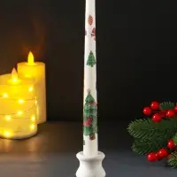 Свеча античная "Новый год" 255х22 мм, с декором Свеча античная "Новый год" 255х22 мм, с декором