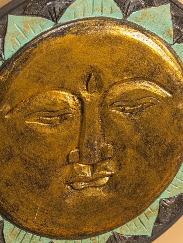 Панно  Панно "Солнце" МДФ, 40х40х2 см, цв. чёрный/золото/бирюзовый