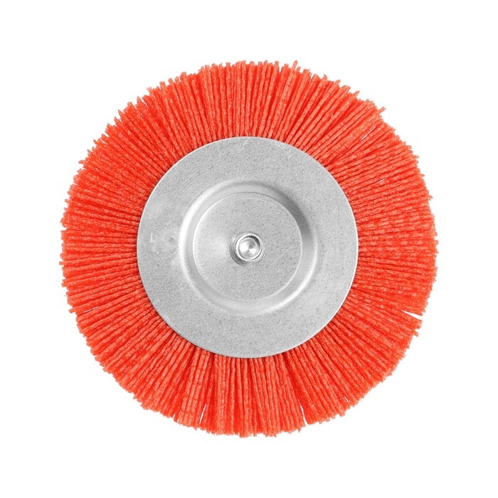 Щетка нейлоновая для дрели ТУНДРА, со шпилькой, плоская, 125 мм Щетка нейлоновая для дрели ТУНДРА, со шпилькой, плоская, 125 мм
