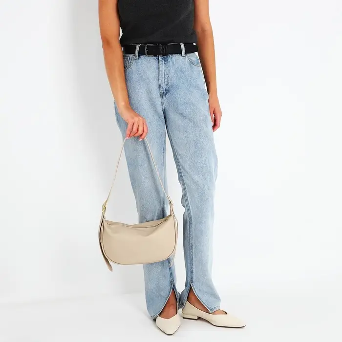 Сумка женская багет на молнии, 29&times;8&times;16 см, бежевая