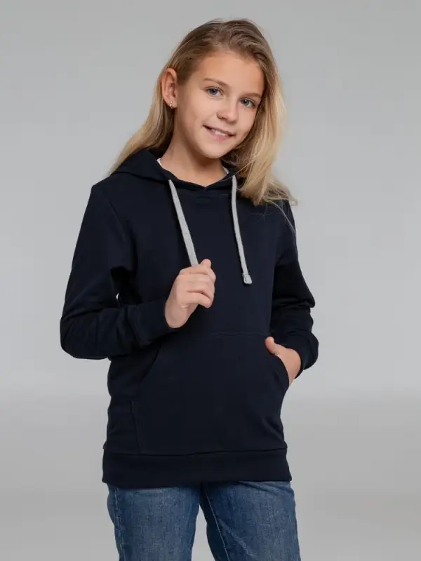 Толстовка с капюшоном детская Kirenga Kids, темно-синяя, 12 лет