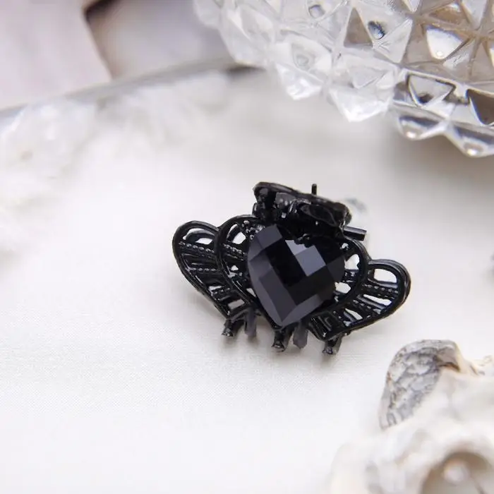 Крабик для волос «Чёрный ажур», ореол сердца, 2.5 см Крабик для волос «Чёрный ажур», ореол сердца, 2.5 см