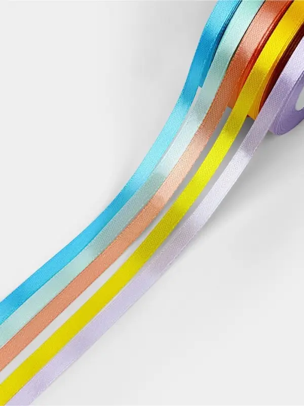 Атласная лента, набор 5 шт., 6 мм, 23&plusmn;1 м