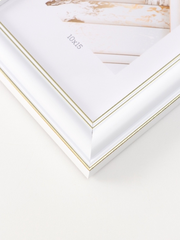 Фоторамка пластик Фоторамка пластик "МИРАМ" 10х15 см, белый, золото