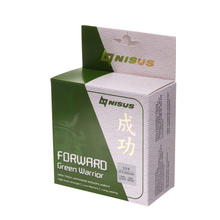Леска NISUS FORWARD Warrior, диаметр 0.309 мм, тест 7.55 кг, 150 м, зелёная Леска NISUS FORWARD Warrior, диаметр 0.309 мм, тест 7.55 кг, 150 м, зелёная