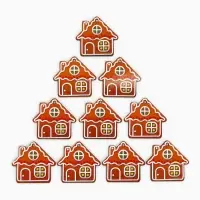 Ёлочная игрушка деревянная &laquo;Новый год: домик&raquo;, набор 10 шт.