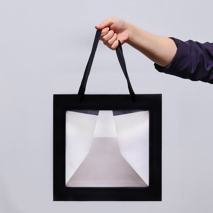 Пакет подарочный, крафт, с окном, «Черный», 30 х 30 х 30 см Пакет подарочный, крафт, с окном, «Черный», 30 х 30 х 30 см