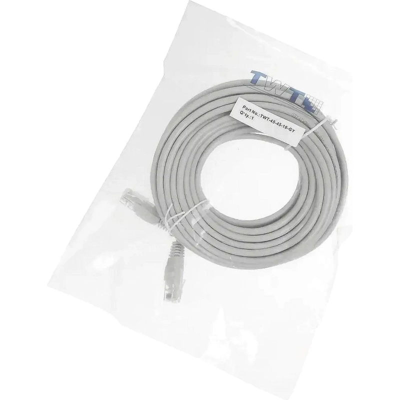 Патч-корд TWT TWT-45-45-10-GY UTP кат.5e, 10.0 м, серый