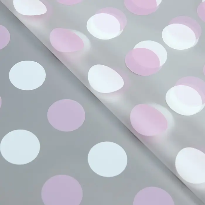 Пленка для цветов, «Горохи», белый - лиловый, 57×57 см ±5% см
