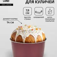 Форма для куличей, d=14 см, антипригарное покрытие, без крышки, бордовая