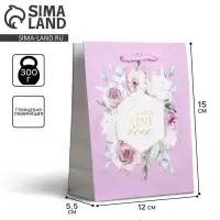 Пакет подарочный ламинированный, упаковка, Just for you, S 12&times;15&times;5.5 см