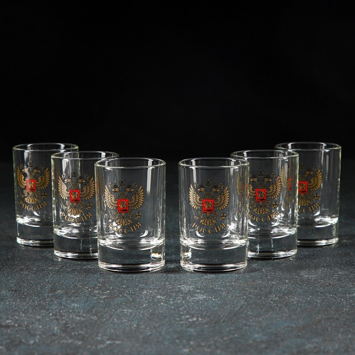 Набор подарочный «Золотой Герб России», 6 стопок 50 мл, пепельница Набор подарочный «Золотой Герб России», 6 стопок 50 мл, пепельница