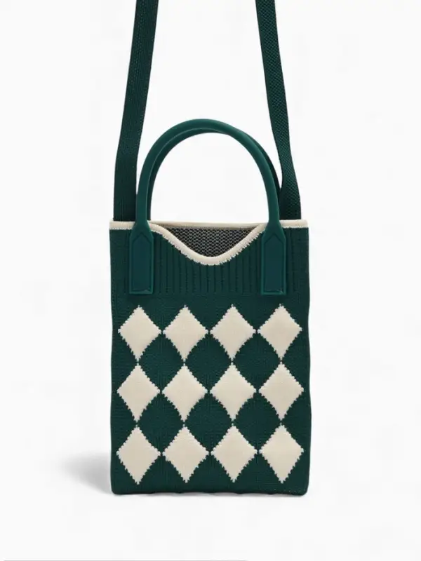 Сумка подр Ромбы, 12*4*17, отд на кнопке, дл ремень, зеленый Сумка подр Ромбы, 12*4*17, отд на кнопке, дл ремень, зеленый