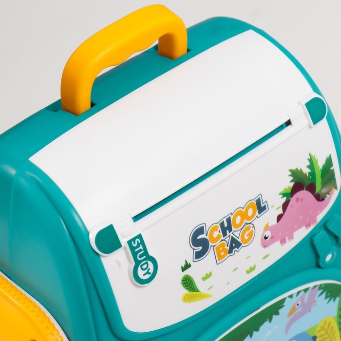 Копилка пластик Копилка пластик "Рюкзак с динозаврами" звук АА 18х10х19,8 см