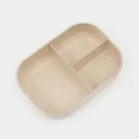 Ланч-бокс , 3 отделения, вилка и ложка, размер 22х16х6,5 см, цвет бежевый