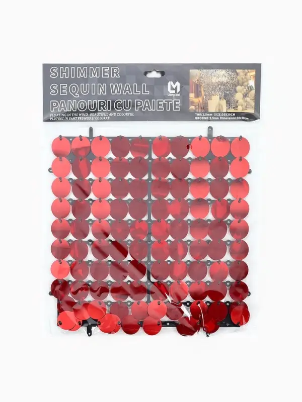 Панель с пайетками для фотозоны, круглые, 30&times;30 см, красная
