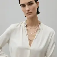 Бусы жемчужные, длинные, d=3.4, 5.6, 8.10, белые в серебре