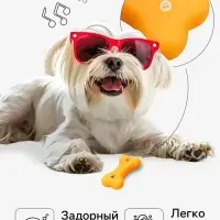 Игрушка для собак малая &laquo;Косточка с лапками&raquo;, 8.5 см, пищащая, винил, жёлтая