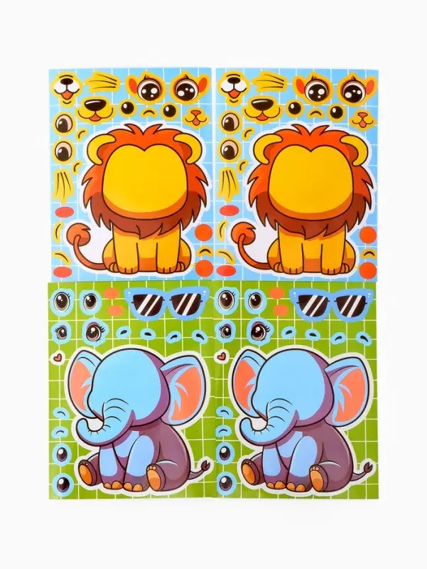 Наклейки детские для творчества "Зверята" набор 16 шт.