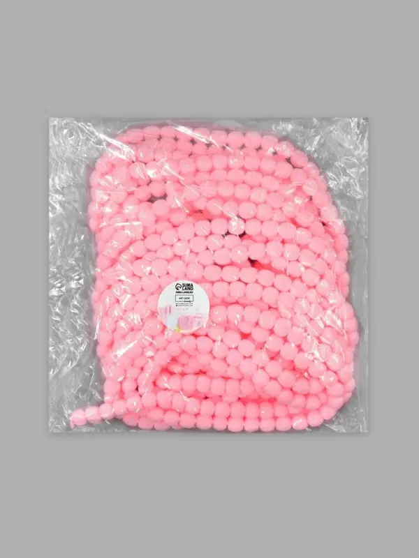 Тесьма декоративная с помпонами, 10 мм, 9.1&plusmn;0.5 м, розовая