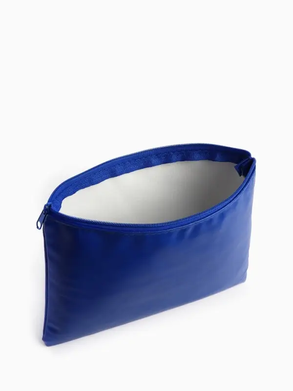 Косметичка на молнии, плоская, средний размер, однотонная, синяя