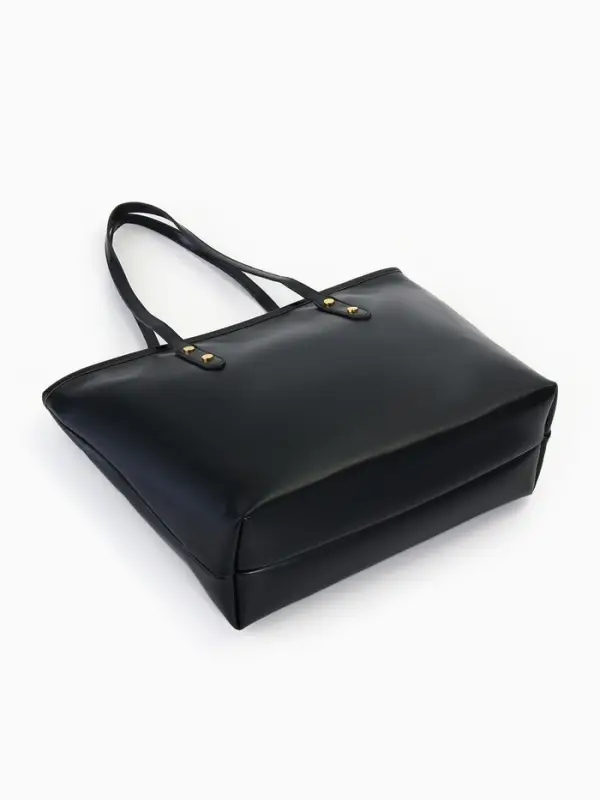 Сумка-шопер женская на молнии, размер 30.5&times;12&times;27 см, однотонная, чёрная