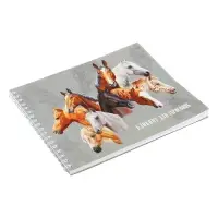 Блокнот для зарисовок 160 х 200 мм, 40 листов на гребне по короткой стороне "Лошади", обложка мелованный картон, твёрдая подложка, блок 100 г/м&sup2;